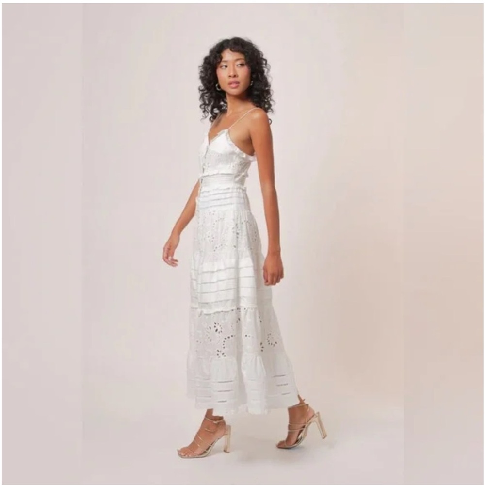 NWT Line and Dot White Pixie Eyelet Lace Maxi Dress, Straps, Cotton, XS - Picture 3 of 12